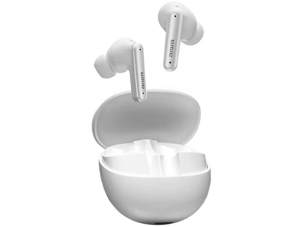 Fone de Ouvido Bluetooth Aiwa Eardbud AWS-EB-04-W com Microfone com Cancelamento de Ruído Intra-auricular True Wireless Branco