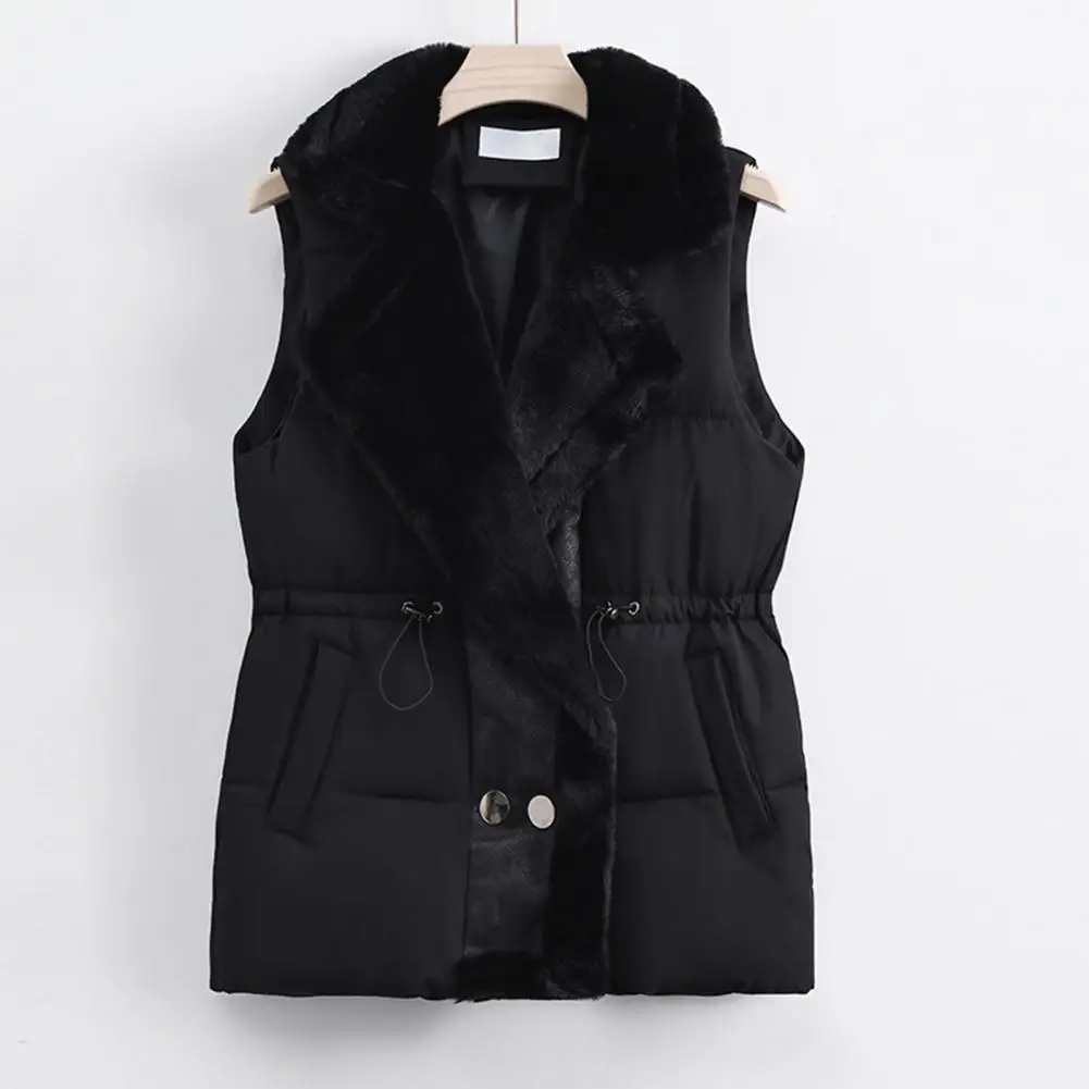 Women Polyester Vest Women’s Puffer Vest with Fleece Lining Quilted Jacket for Winter Thickened Outerwear with Pockets Warm