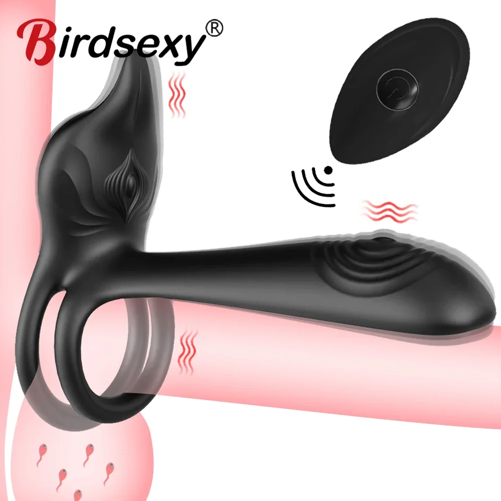 Paar Vibrator Met Dubbele Motor Cockring Draadloze Remote Cock Penis Ring Volwassen Sexy Speelgoed Voor Mannen Vertragen Ejaculatie Penisring