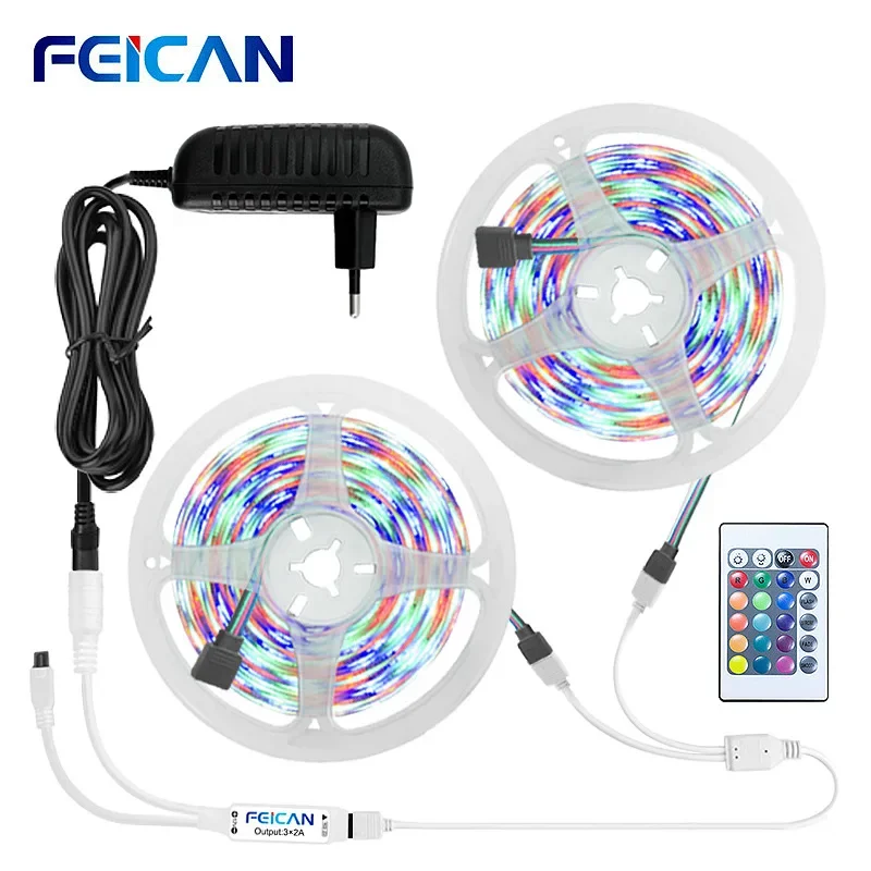 

LED Light Strip 10M Full Kit Backlight RGB Tape Power Supply 12V RGB Controller Remote Control LED Lights Neon Ribbon