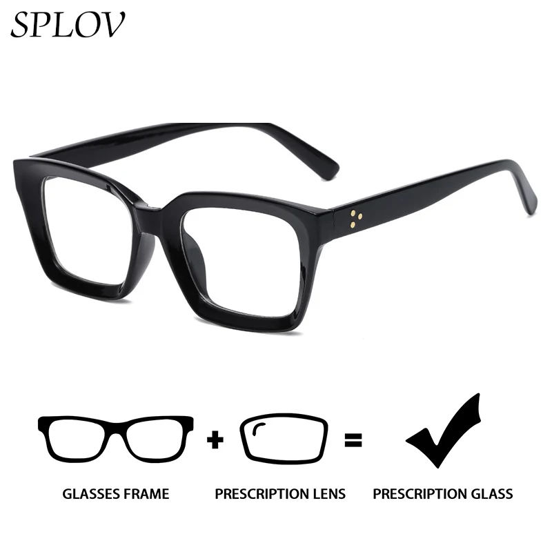 

SPLOV Square Prescription Glasses Professional Customized High-definition Prescription Lenses Myopia Glasses for Men and Women