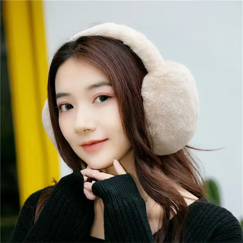 Sólido macio de pelúcia orelha manter mais quente inverno earmuffs para mulheres moda ao ar livre earflap proteção orelha-muffs capa de orelha