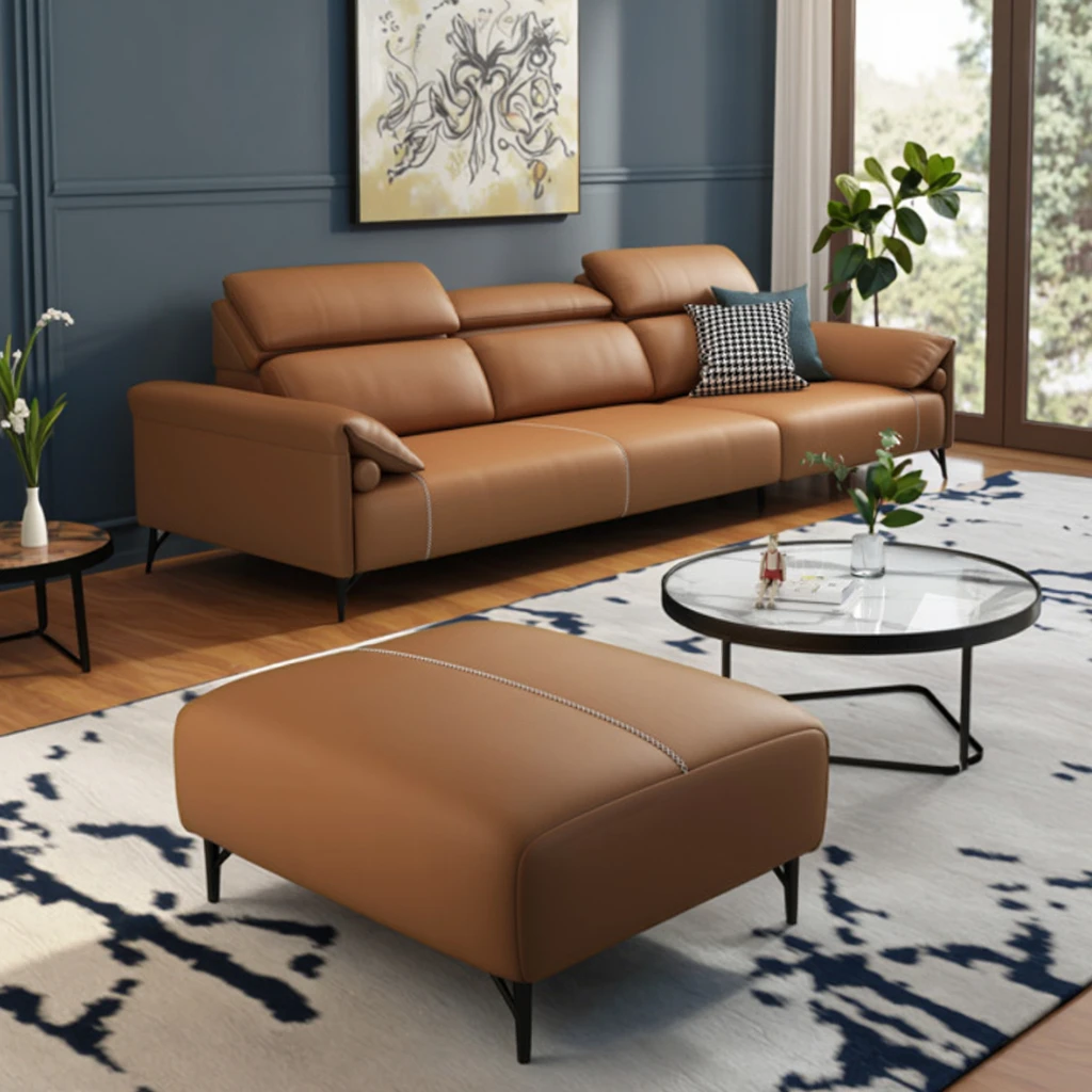 Modern Italian Sectional Sofa Comfortable Microfiber Leather with Luxury Minimalist Design for Villa Living Room Furniture