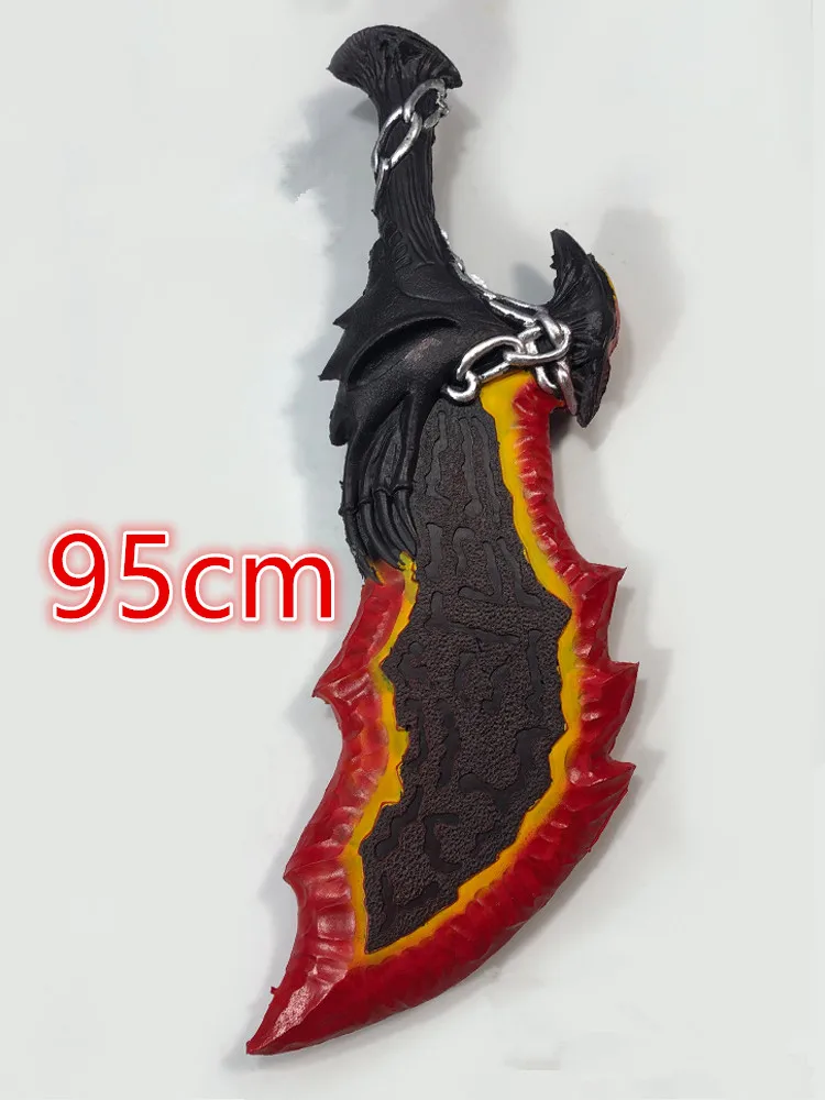 Chaos ostrze płomień Tomahawk Cosplay Axe Prop 1:1 broń Role Playing duch bestia topór bezpieczeństwa PU broń Model zabawka na Halloween 65cm