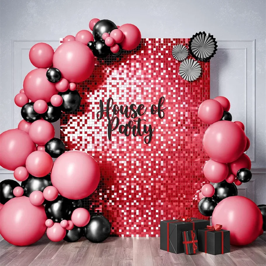 

Black Sequin 30*30cm Backdrop Wedding Birthday Theme Party Stage Decoration Flash Red Mirror Shimmer Wall Panels Backdrop