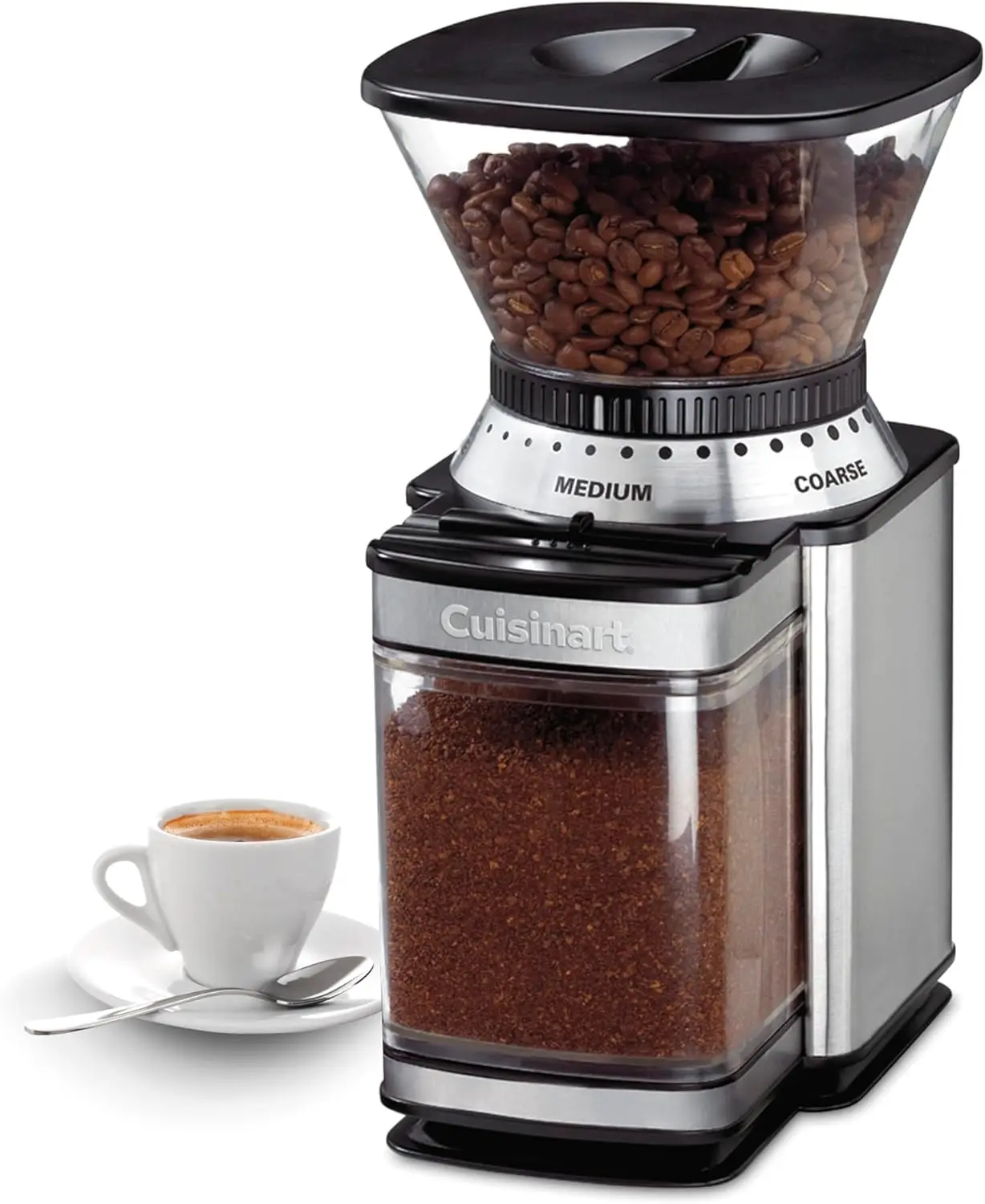 

Electric Burr Coffee Grinder with 18 Grind Settings, One-Touch Operation for 4-18 Cups, Black Stainless Steel