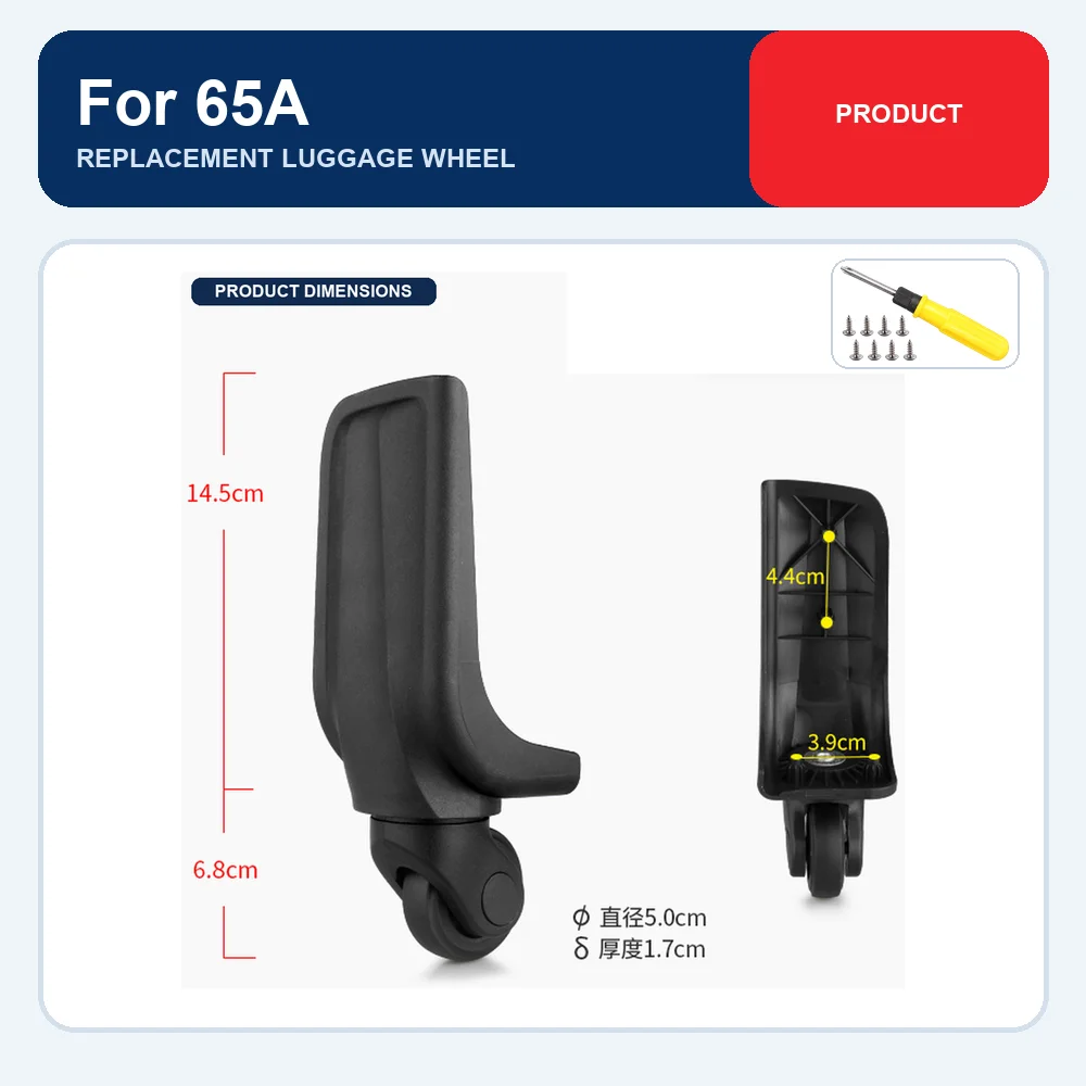 Rear Replacement Luggage Wheel For Samsonite 65A For Samsonite D-326 Silent Rolling Caster Repair Part