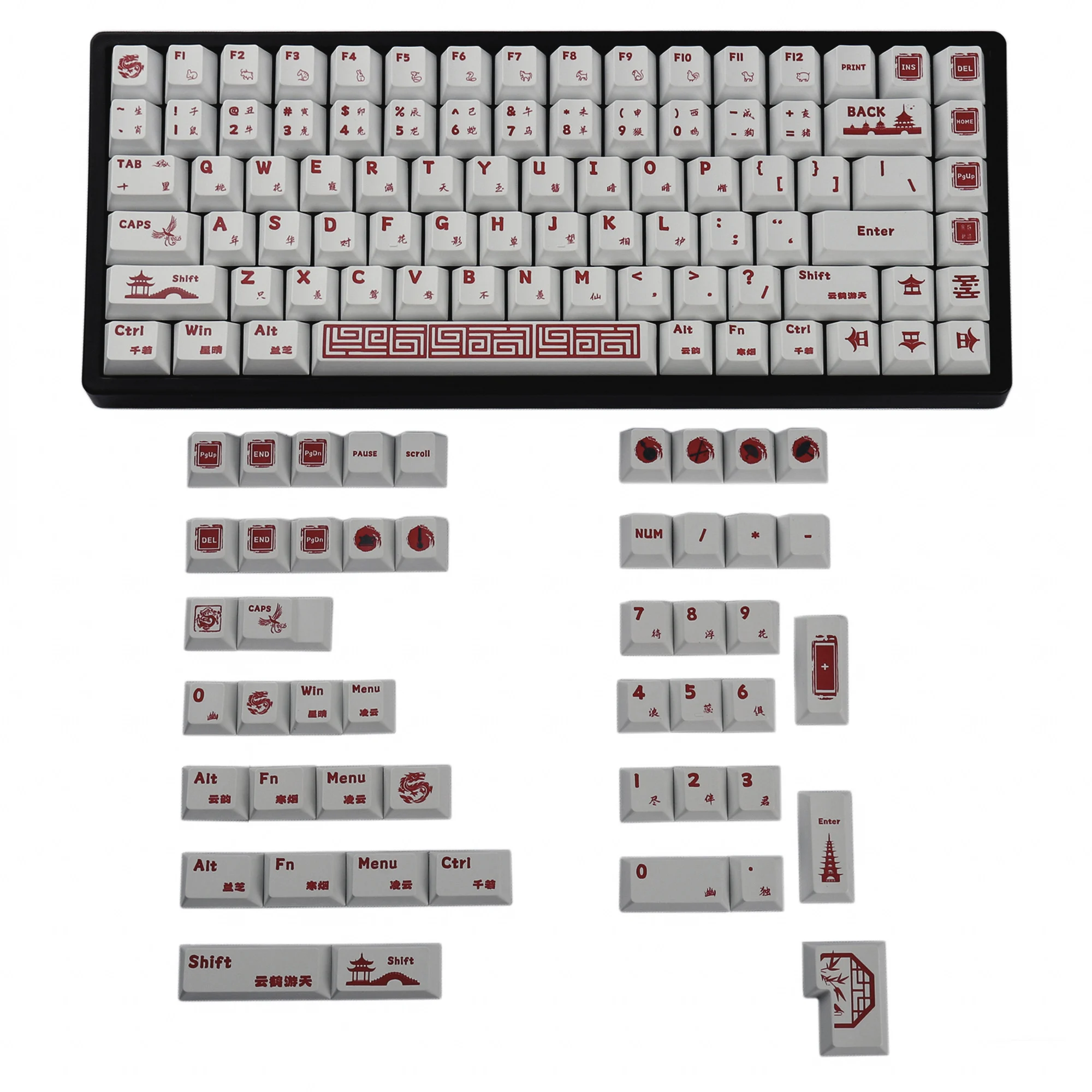 Patriotic red theme keycaps Original highly mechanical keyboard PBT sublimation keycaps 60/68/84 and other dedicated