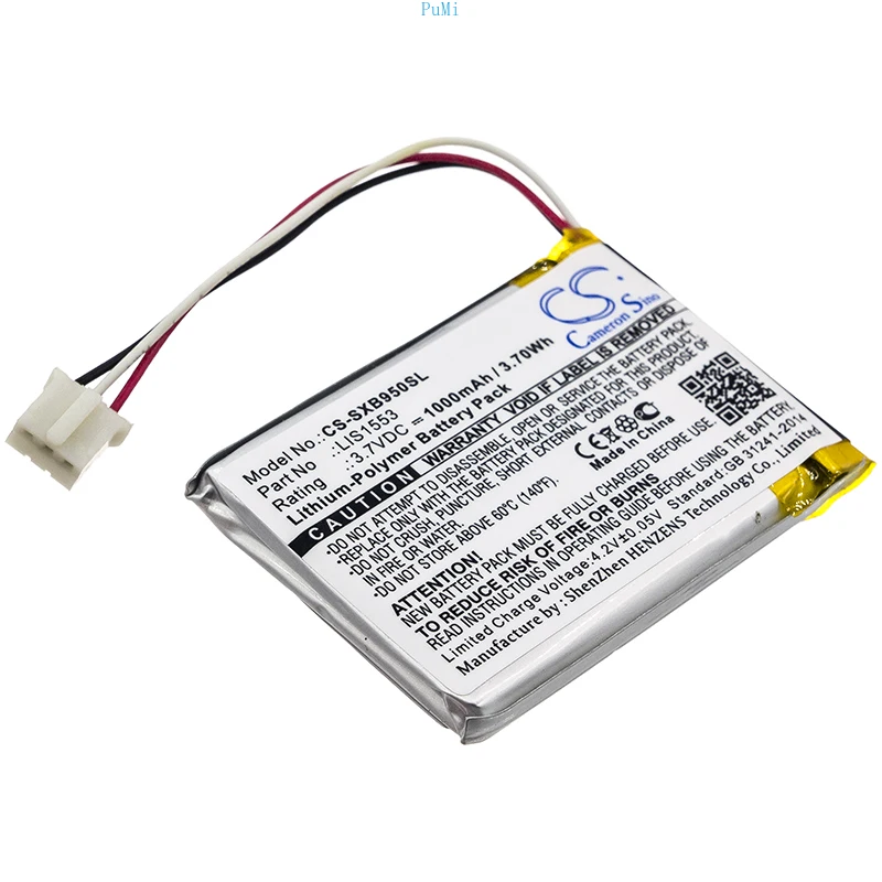

Li-Polymer Speaker Battery for Sony,3.7v,1000mAh,MDR-XB950N1 WH-CH700N SRS-WS1 SRS-X1,LIS1553(SY6) A-2215-026-A LIS1553HNPCS
