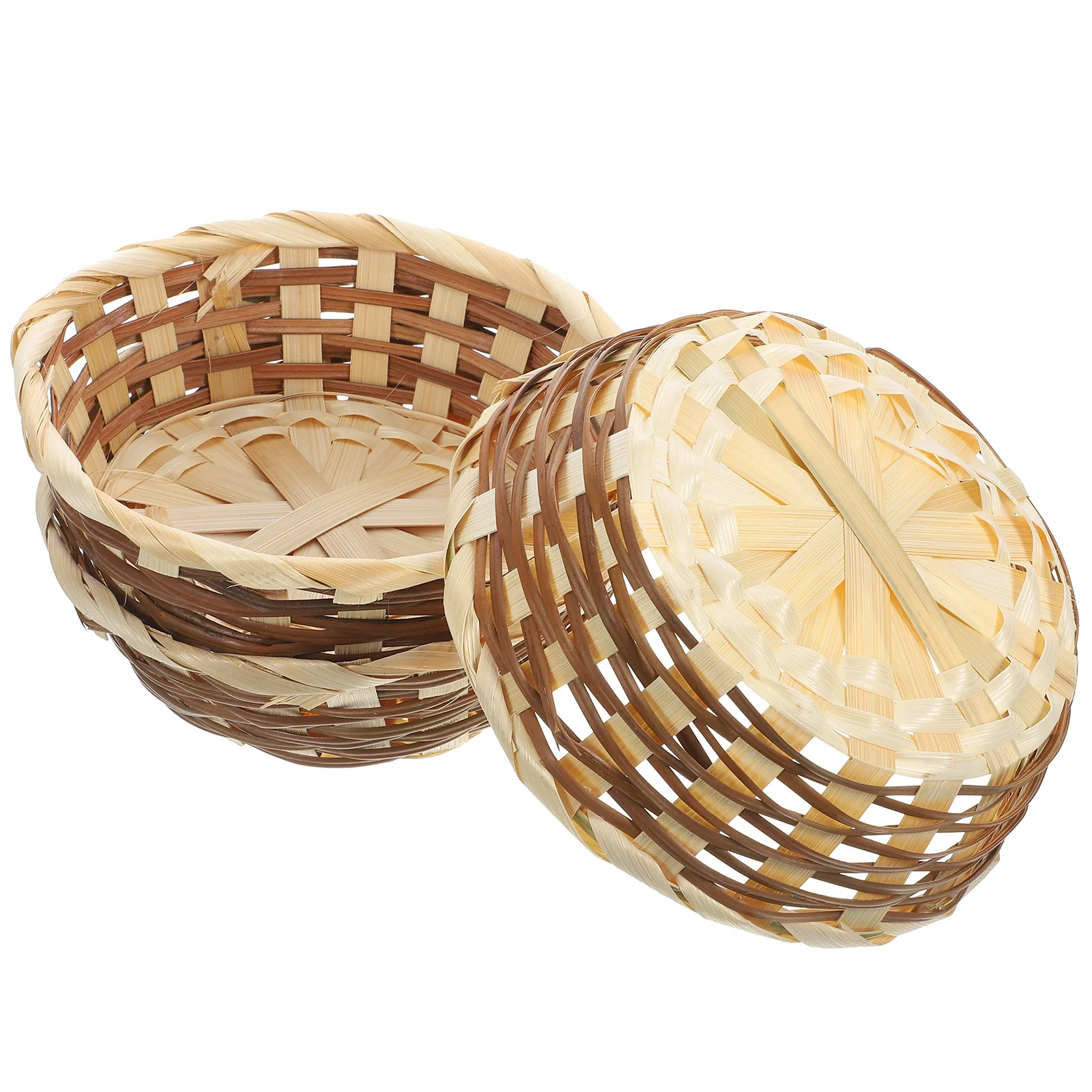 

3 Pcs Woven Basket Outdoor Picnic Baskets Bamboo Storage Set Kitchen Food Serving Fruit Container Home Bedroom