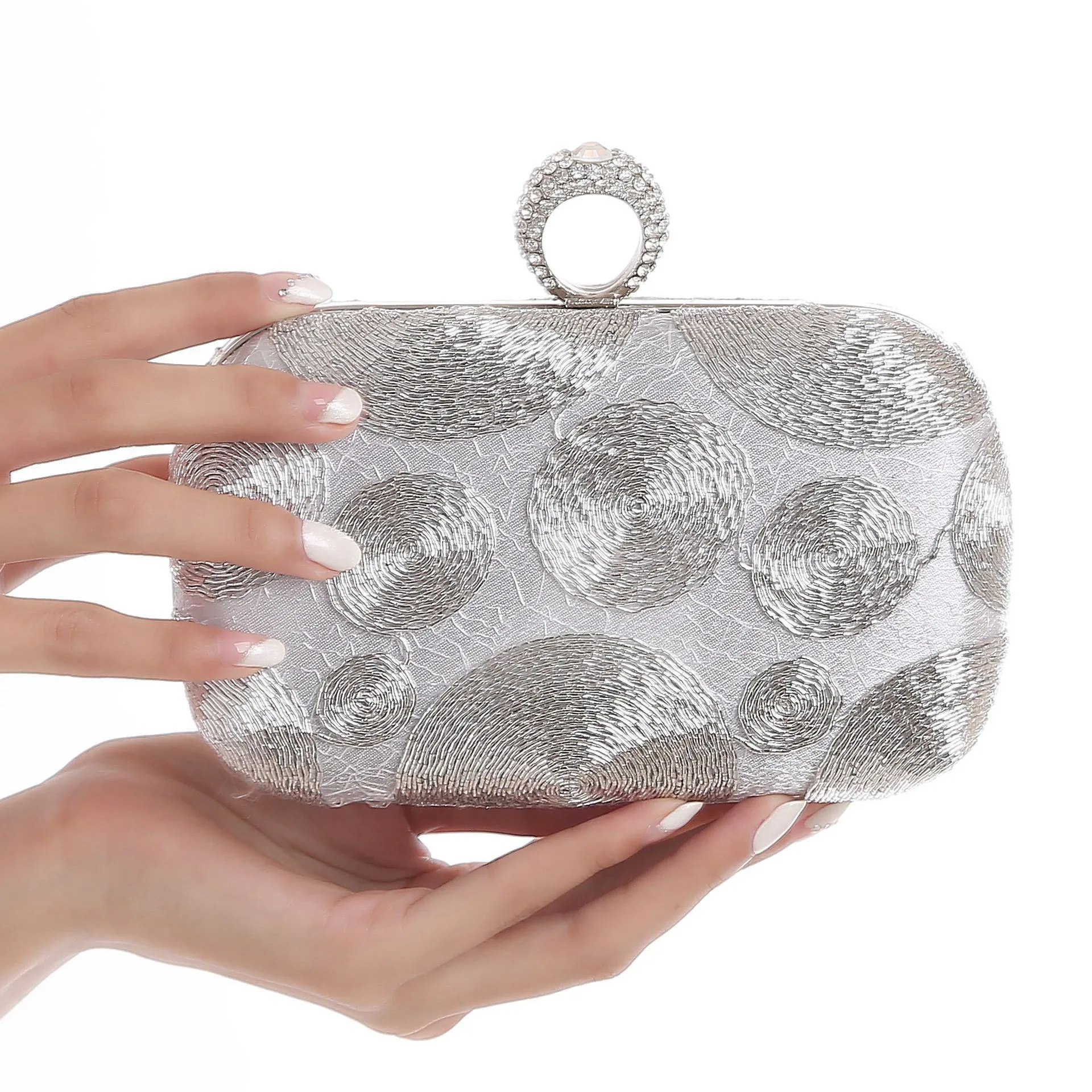 PU Diamond Craft Chain Dinner Bag Women's Punk Style Fashion Party Evening Dress Clutch Handbag Bolsos De Fiesta Para Mujer Boda