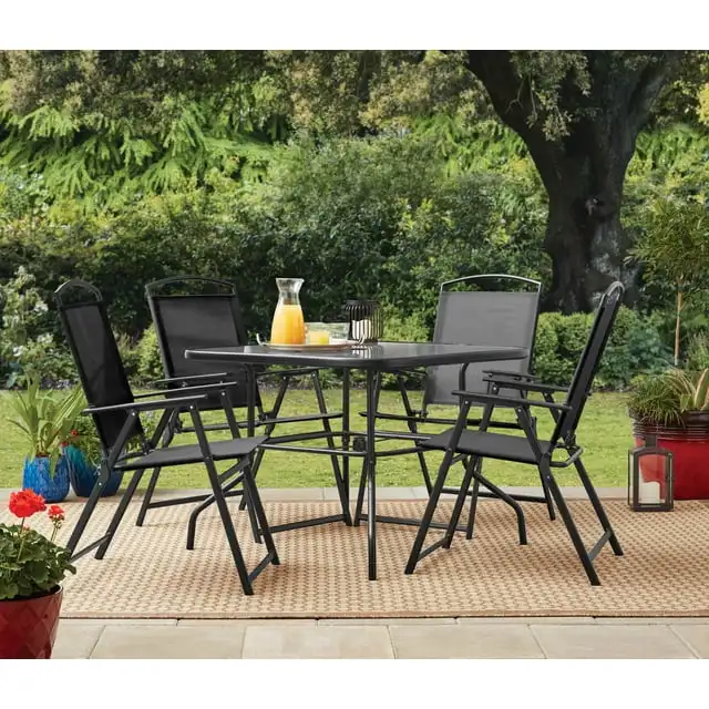

5-Piece Dining Set, Black, Outdoor Living