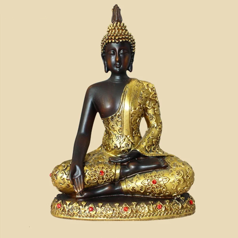 Statue de Bouddha sculptée en résine de style thaïlandais, décoration d'entrée, ornement de maison d'inspiration Zen d'Asie du Sud-Est, artisanat exquis