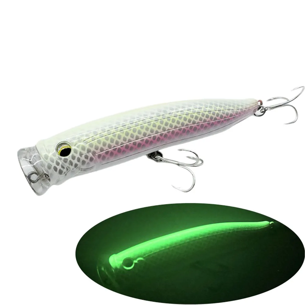 LUREGO Fishing 28 g drahtintegrierter, verstärkter Popper-Köder, Oberflächenspritzköder, langgussender schwimmender Seebarschköder – Detail 2