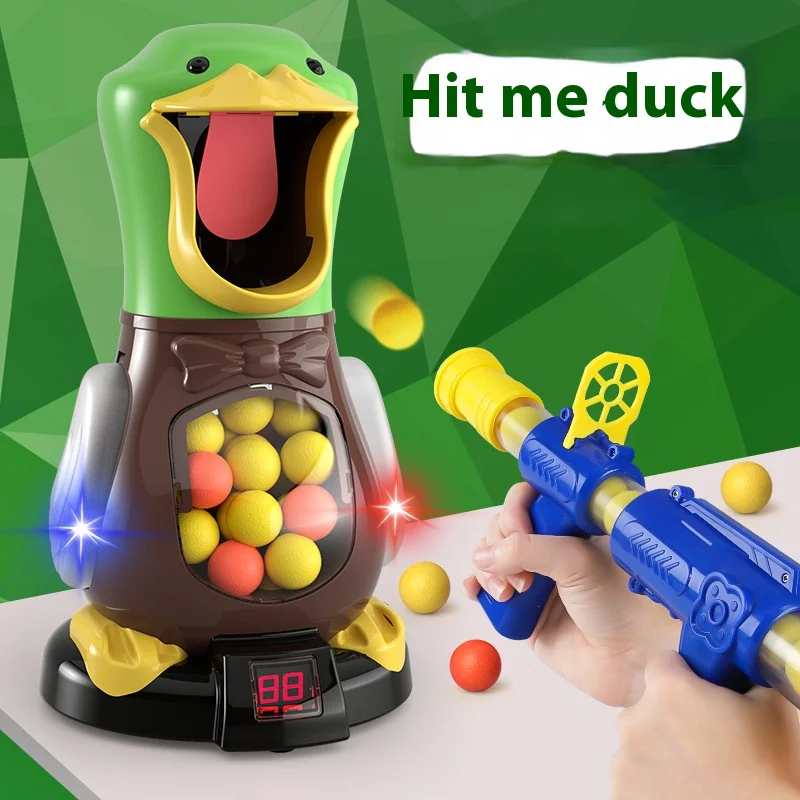 Hungry Shooting Duck Toys 98K Pistol Air-powered Gun Soft Bullet Ball Scoring Battle Games With Light Can Walk Gun Kids Gifts