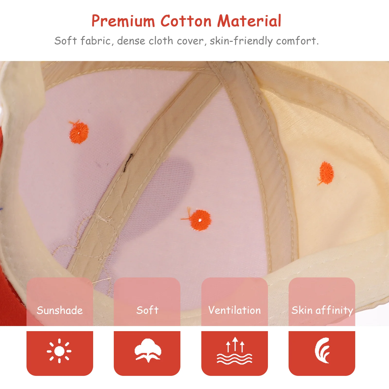 

Children Baseball Cap Cotton Sun Hat Kids Outdoor Peaked Adjustable Rabbit Print Soft Material Comfortable Wear Colorful Design