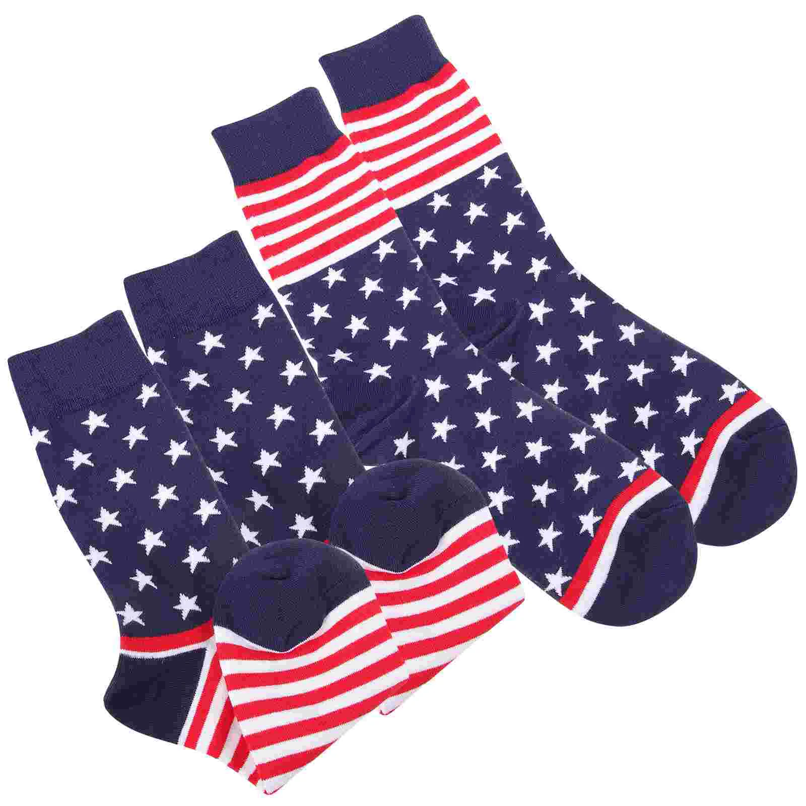 2 pares de meias de algodão com design de bandeira americana tubo masculino vestido divertido meias pretas presente de feriado dia da independência premium