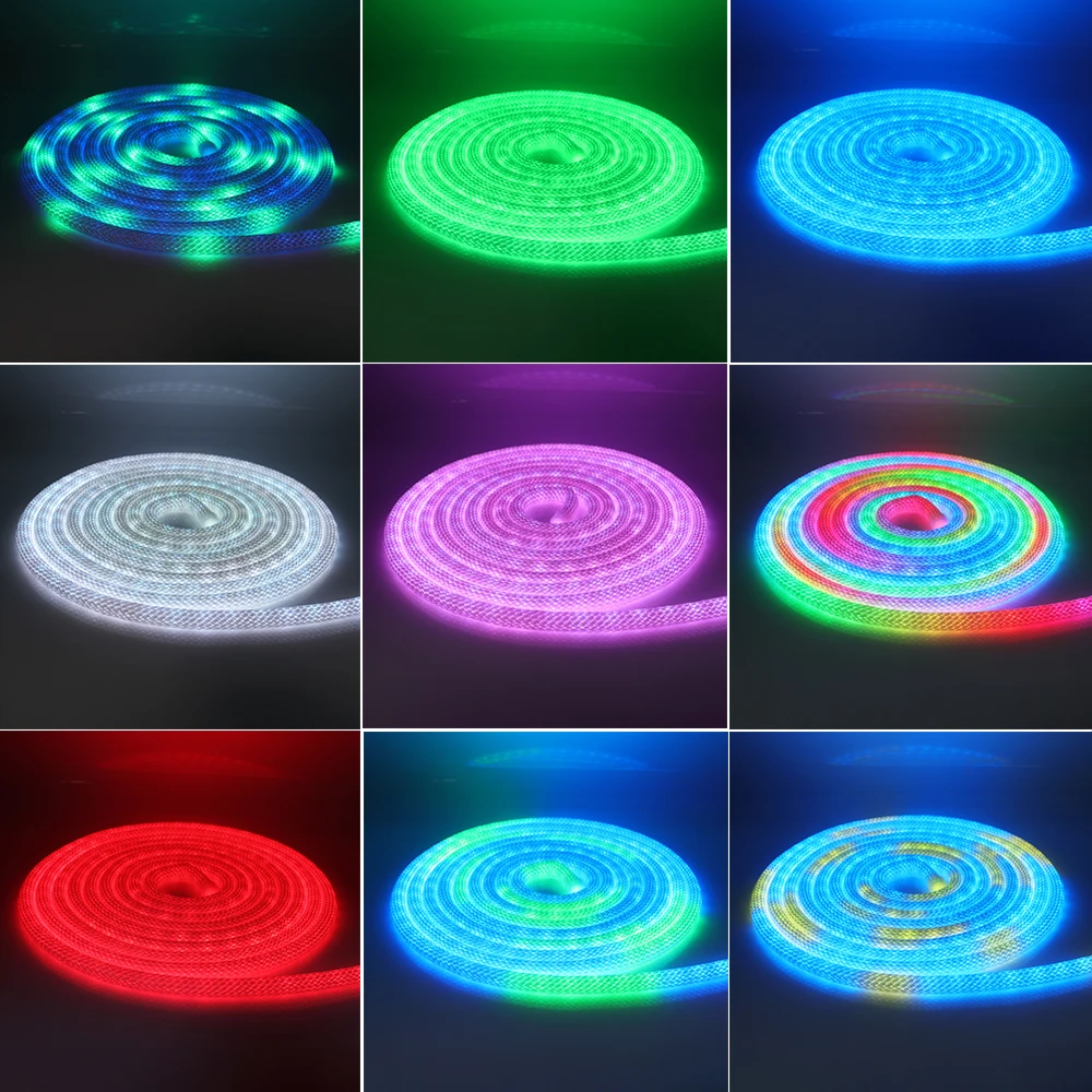 شريط نيون RGB بلون الأحلام قابل للمعالجة ، تيار مستمر 5 فولت ، ديكور الغرفة ، الصمام الثنائي Led ، بكسل ، مصباح أنبوب السيليكون ، WS2812B