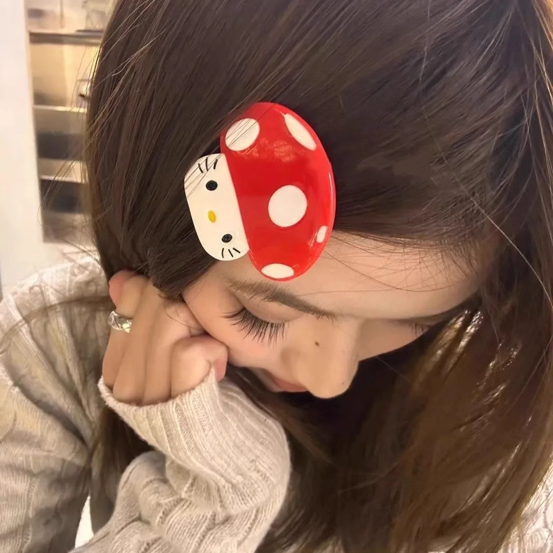 

1Pcs Cute Cat Hair Clips Korean Cartoon Red Mushroom Kitty Kawaii Sweet Hair Pin Creative Hairclip Hair Accessories Gift