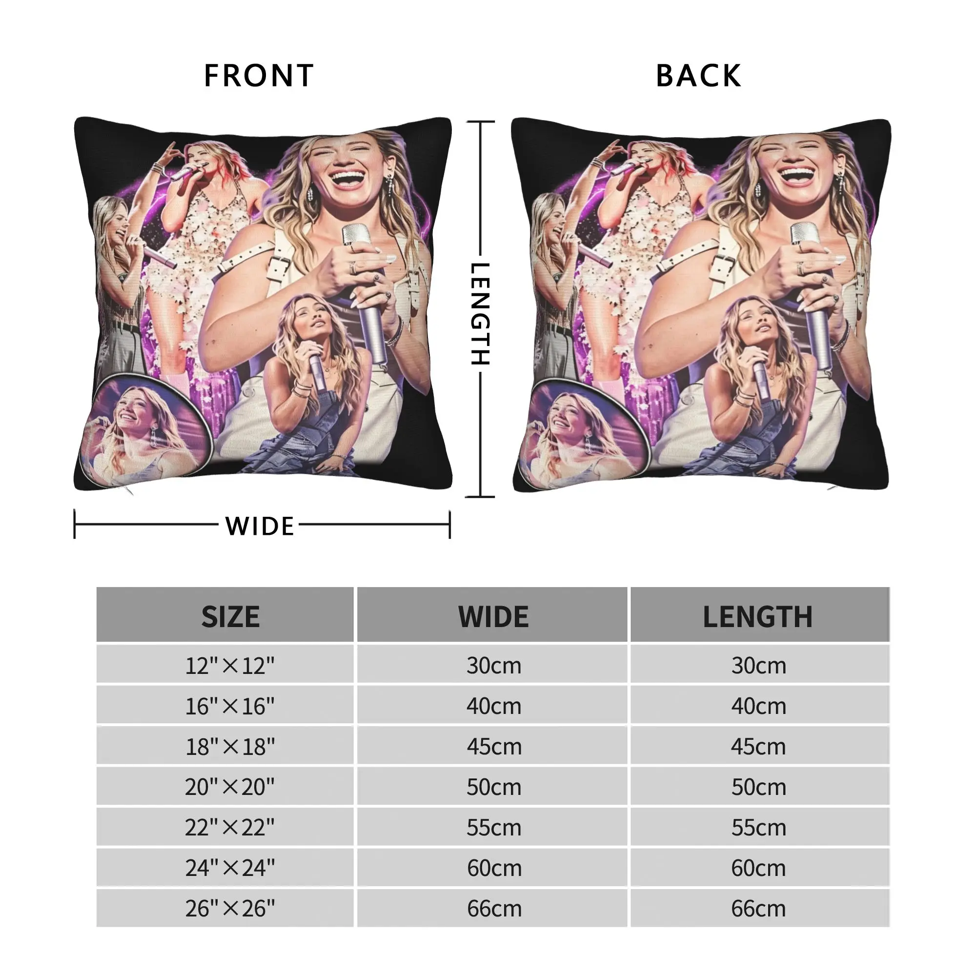 Hilary Duff Lucky Me Tour Pillow Cover  Vintage Pillow Case For Sofa Car Home Decor Square Pillowcases Gift