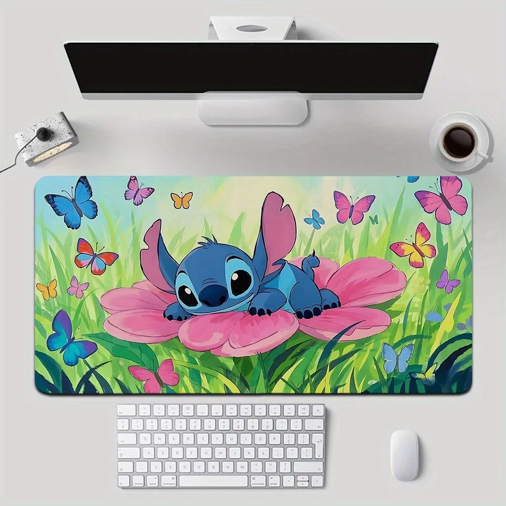 Karakter Kartun Disney Kawaii Stitch, Kupu-kupu Monster Biru, Alas Mouse Gaming Besar dengan Ilustrasi Gambar Tangan, Pri HD Keren