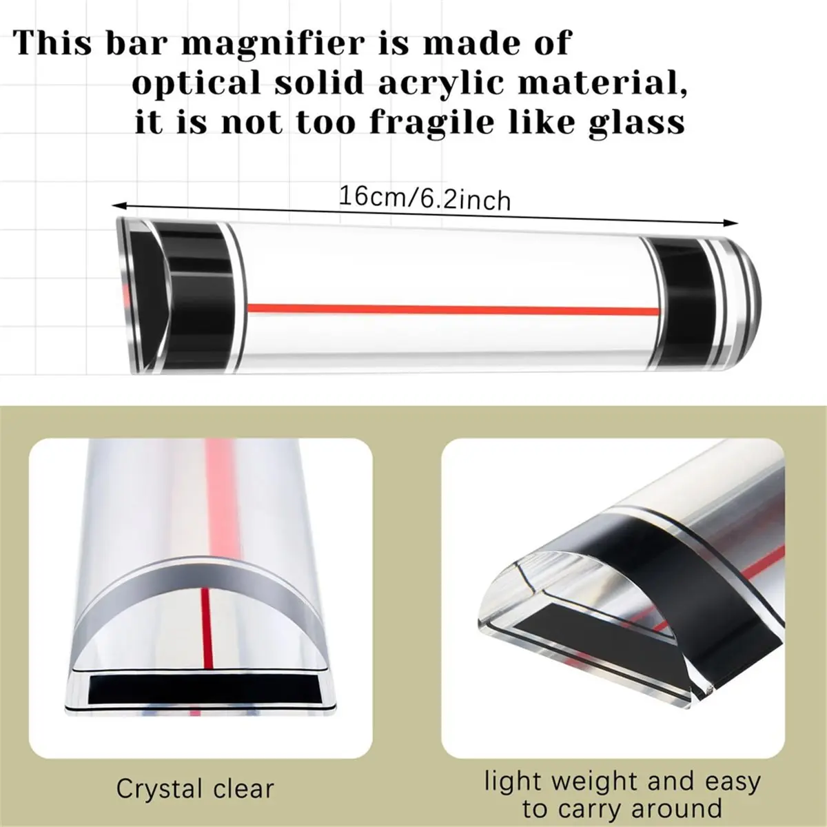 2026 New Tool 1 Pcs Magnifying Ruler with Guiding Line and Magnet, 6 Inch Magnifier Mahjong Finder for Reading Small Prints