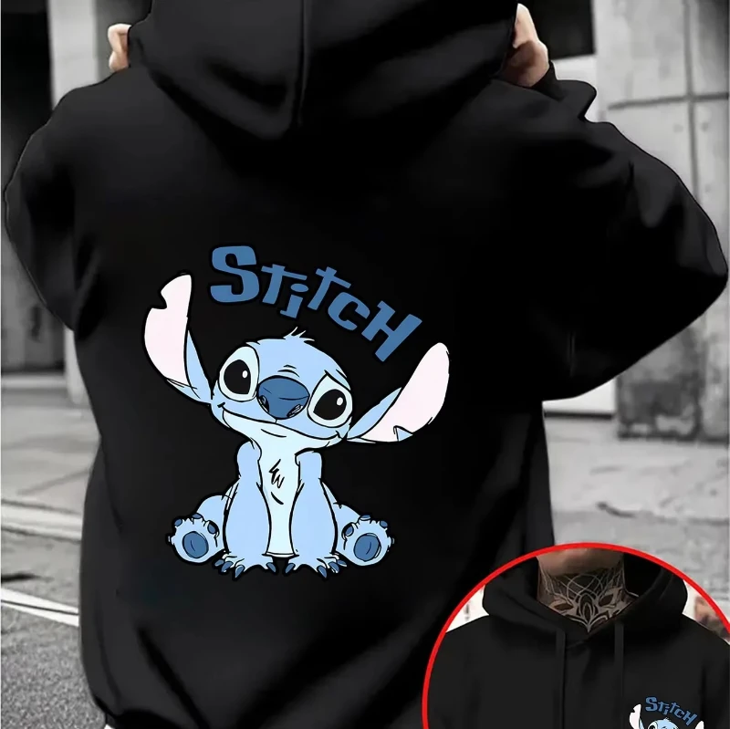 

Мужская толстовка с рисунком Disney Stitch, осень-зима, повседневный пуловер унисекс, толстовка, спортивный костюм, одежда с капюшоном, уличная одежда большого размера