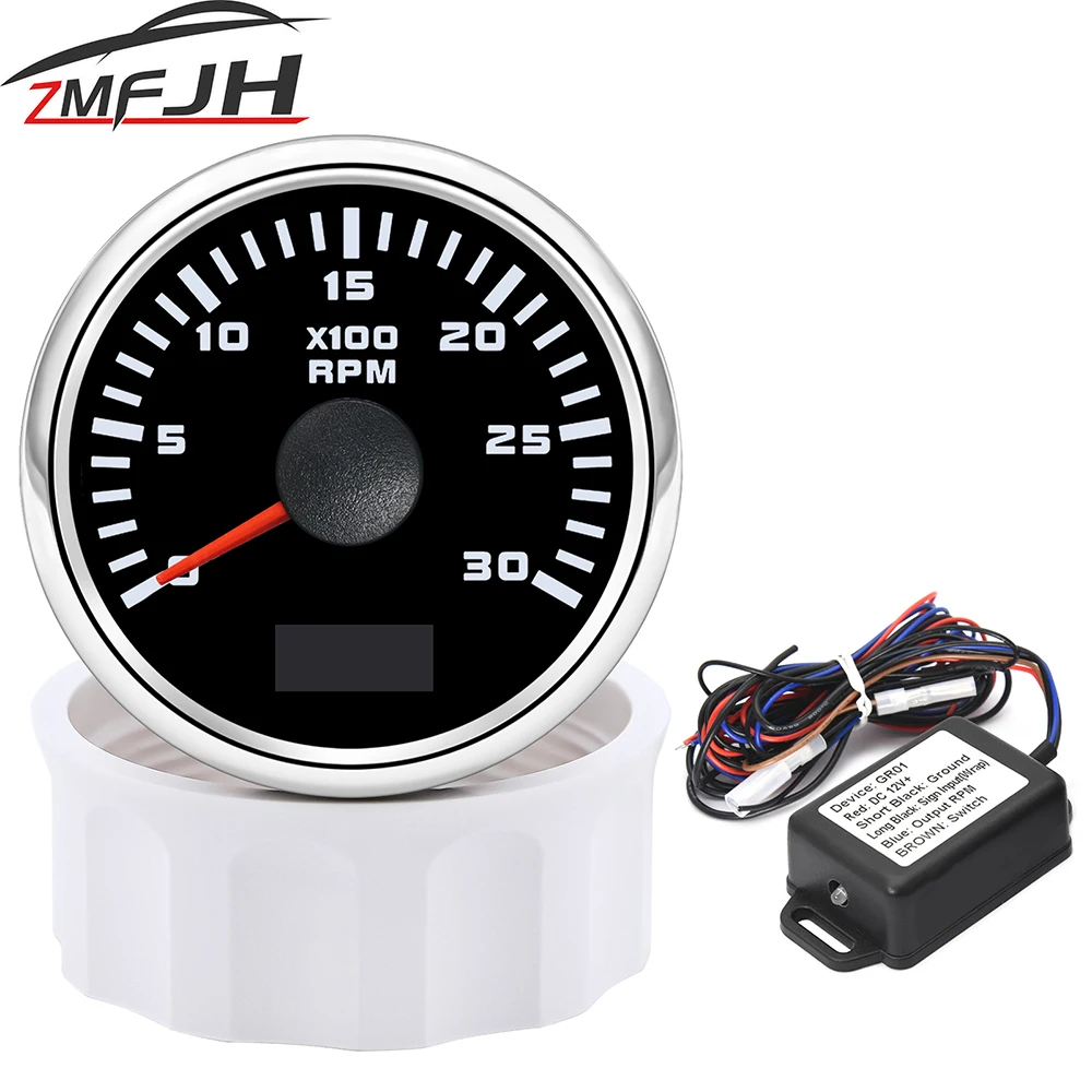 52mm Tachometer With Adapter 0-3000RPM Red LED Light For Gasoline Diesel Engine RPM Tacho Meter Gauge For Car Boat Customized