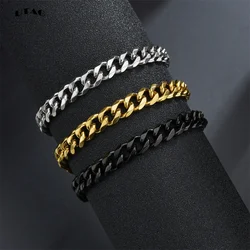 UTAG 3-11mm Chunky Miami Curb Bracciale a catena per uomo, Bracciale a catena a maglia cubana in acciaio inossidabile Classico punk pesante gioielli maschili