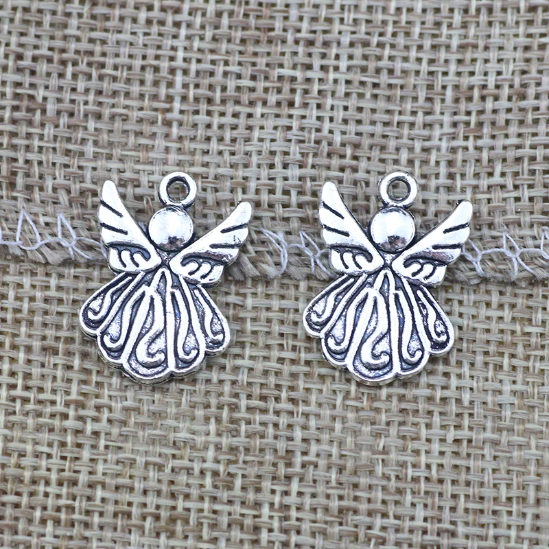 6Pieces/lot 15*20mm Small Angel Pendant Antique Silver Color Angel Charms DIY Necklace Bracelet  Jewelry