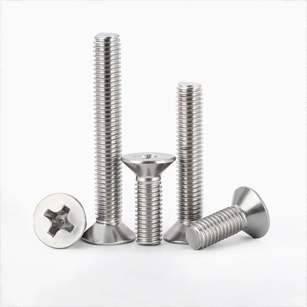 2 Pcs-50 Pcs Cross Recessed Countersunk Screws 304 Stainless Steel Phillips Flat Head Machine Bolts M4 Length 10/20/30/50/180mm