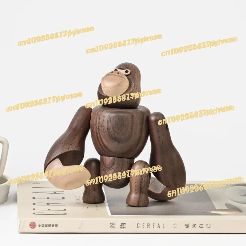 

Nordic Wooden King Kong Dolls Gorilla Figurines Hanging Monkey Home Decoration Accessories Brown Handicrafts Ornament Man Gifts