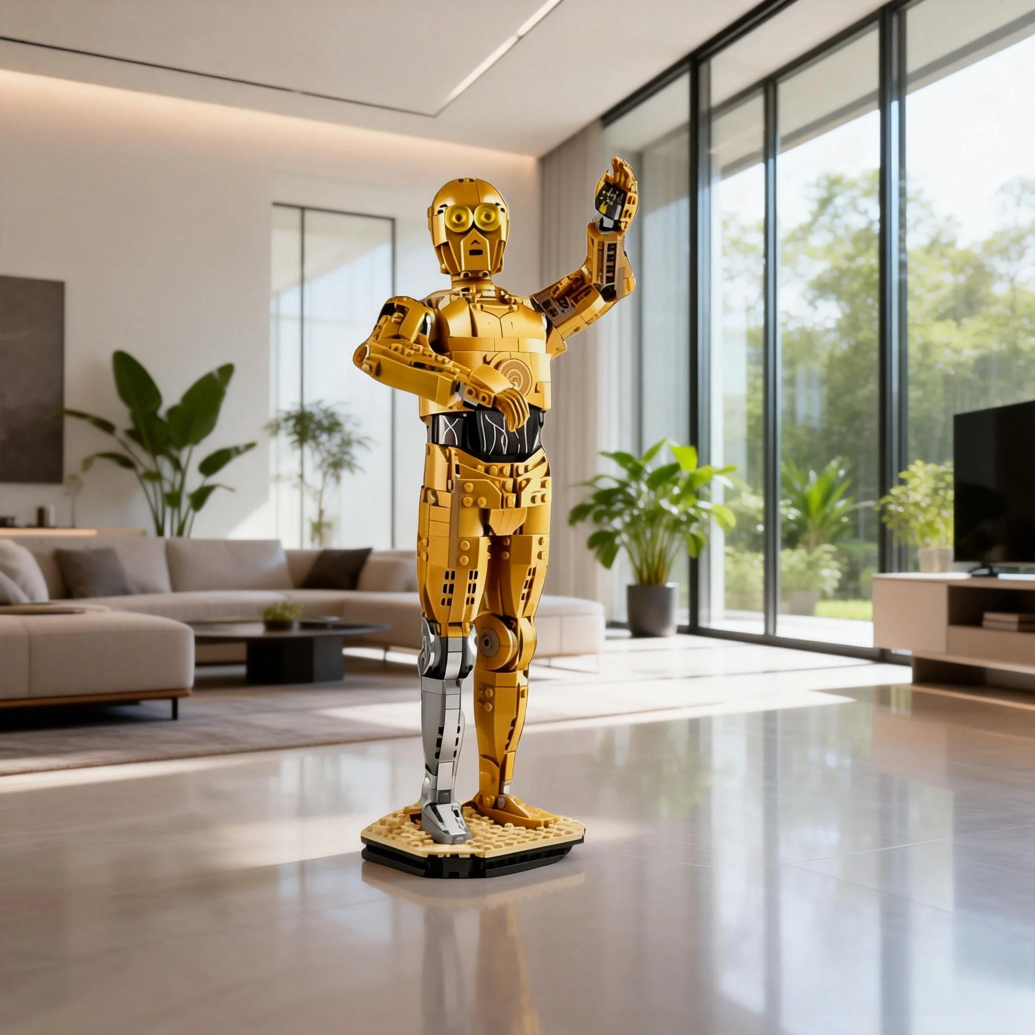 

2026 New Model: Gold/Silver Color, Modular Robot C-3PO, 1138 Pieces, Tabletop Decoration Building Blocks, Assembly Puzzle Model,