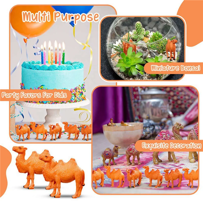 

【24 Hours Sale】240Pcs Camel Figurines Miniature Toys Camel Models Animal Figurines For Cake Toppers Home Desktop Ornaments Decor