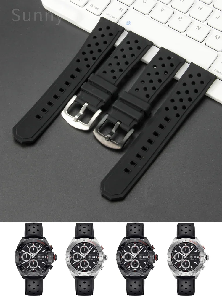 For Tag Heuer Watch Strap Replace Original Men F1 Sports Waterproof Outdoor Series Watch Accessories Silicone Rubber Watchband