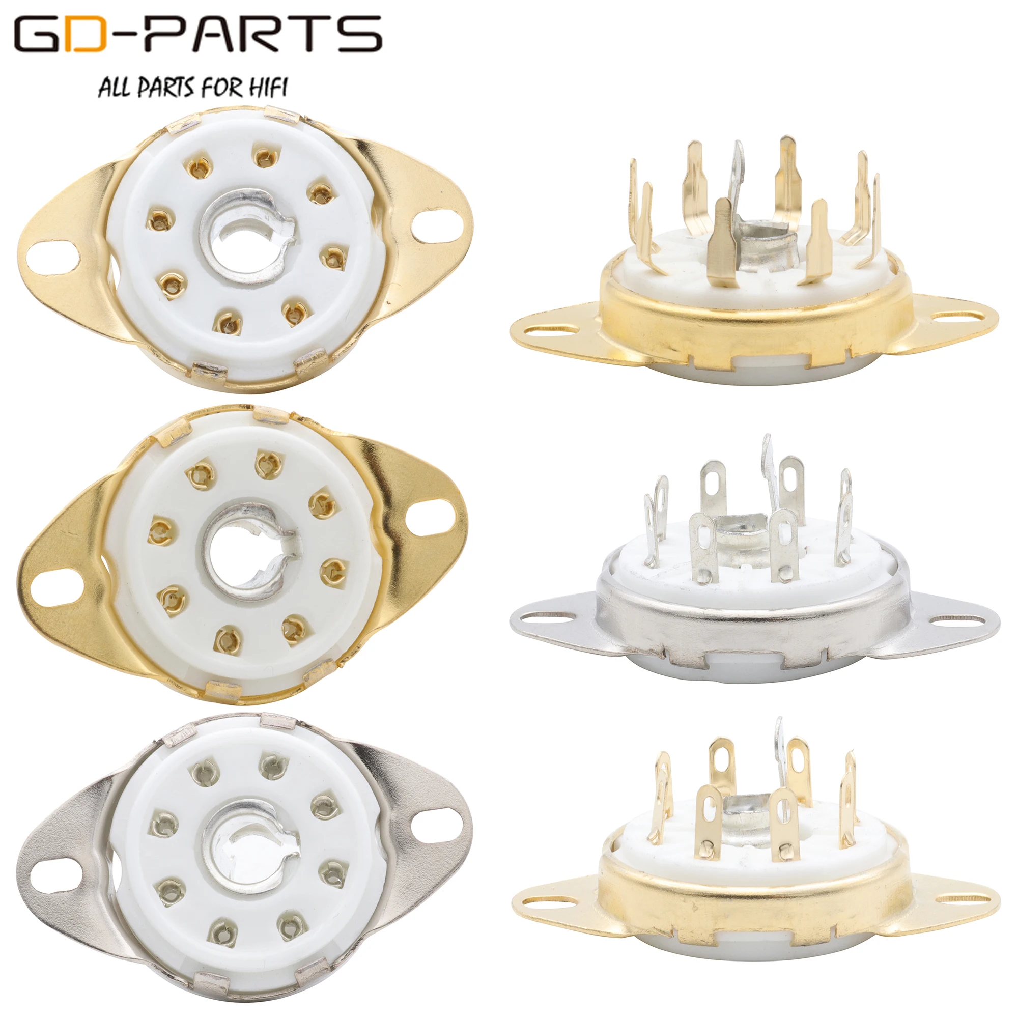 

GD-PARTS 8pin B8G Loctal Ceramic Tube Sockets For 5B254 4P1S 7N7 C3G Bottom Chassis PCB Mount Tin Gold Plated 10PCS