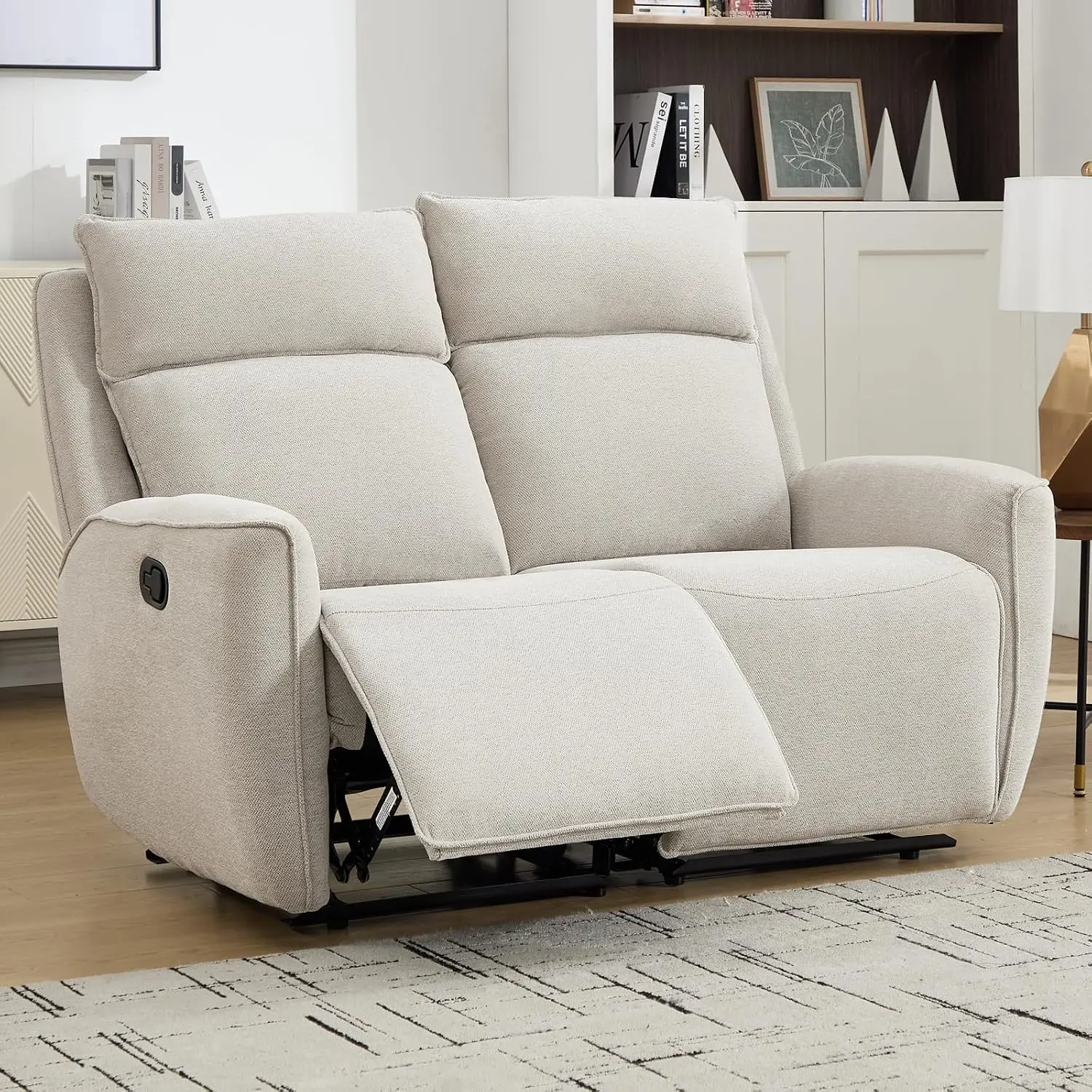 Chenille Loveseat Recliner, Wall-Hugger 2 Seat Reclining Sofa for Living Room & Office, Beige, Customized