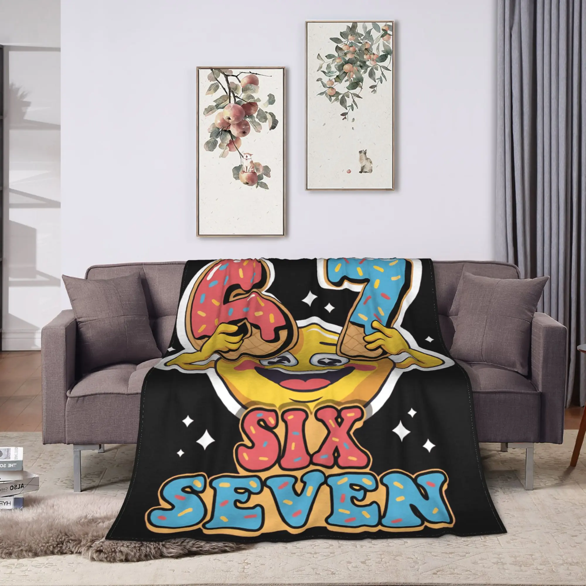 ستة سبعة ميمي الآيس كريم بالتنقيط الهراء المخروط مضحك 67 سوبر لينة البطانيات الفتيات الفتيان أفخم الفراش يلقي الأريكة كرسي المفرش