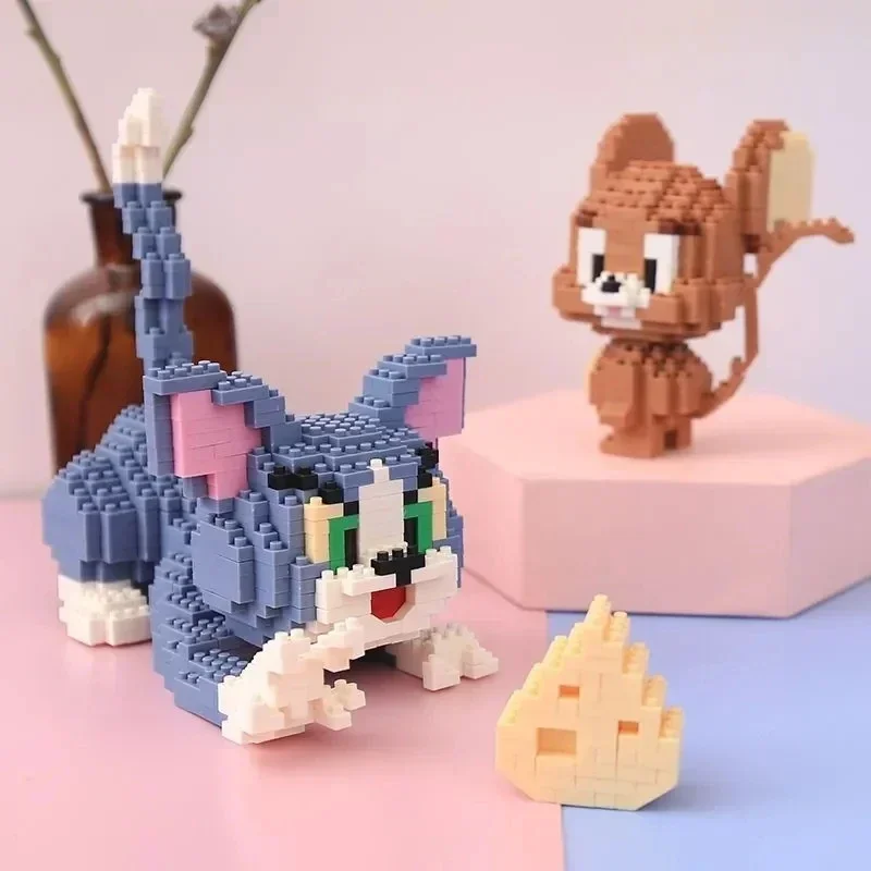 Ute Katze und schelm ische Maus Kinder Baustein Spielzeug Mini Ziegel 3d Modell Kinder Erwachsenen Geschenk