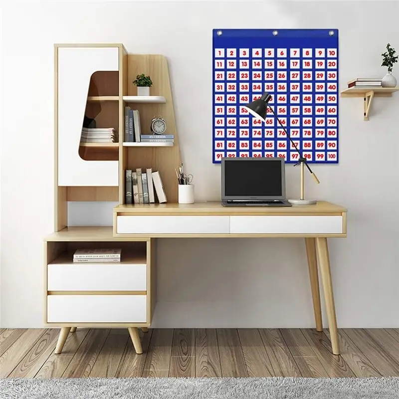 A01K-ポケットチャート 百の数（1～100）数字ボード 教師の授業用 教室用 家庭用