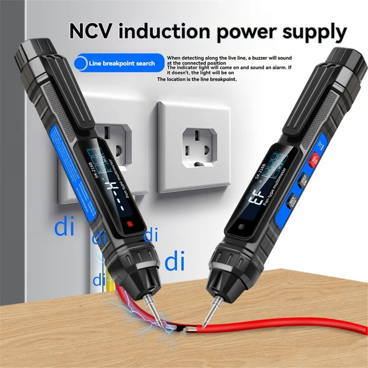 update. SK-216B Pen-Type Multimeter Voltage Tester Auto Range Electrical Test Pencil Meter Ohm NCV Voltage Current Frequency
