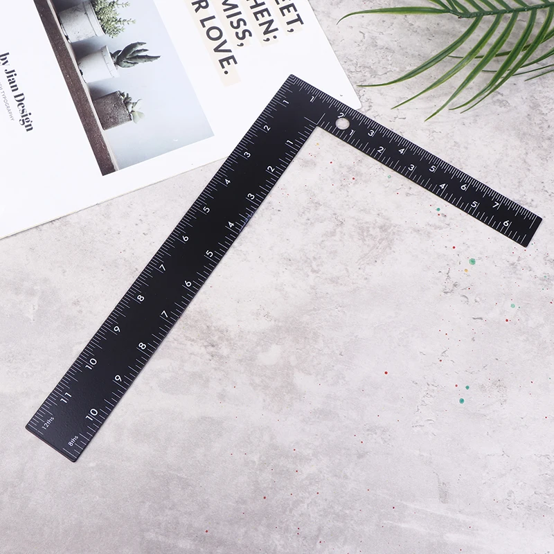 Black Right Angle Ruler 90 Degree Hole Angle Ruler Industrial Grade Positioning Marking Angle Ruler Woodworking L-shaped Ruler