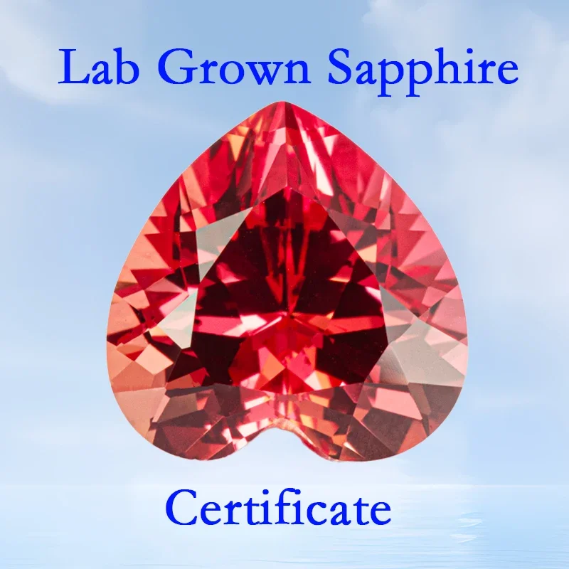 

Lab Grown Sapphire Sunset Red Color VVS1 Heart Shape Charms Beads for Advanced Jewelry Making Rings Selectable AGL Certificate