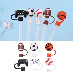 1pc Straw Topper Dust Proof Plugs Basketball Football Shape Covers Reusable Cute Soccer Ball Caps Baseball