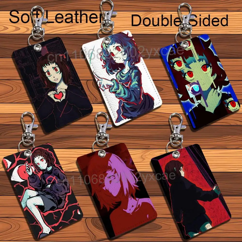 Milk Inside a Bag chan Milk Outside Rectangle ID Card Case Keychain Access Card Bag Key Tag Ring Leather Card Holder Key Ring
