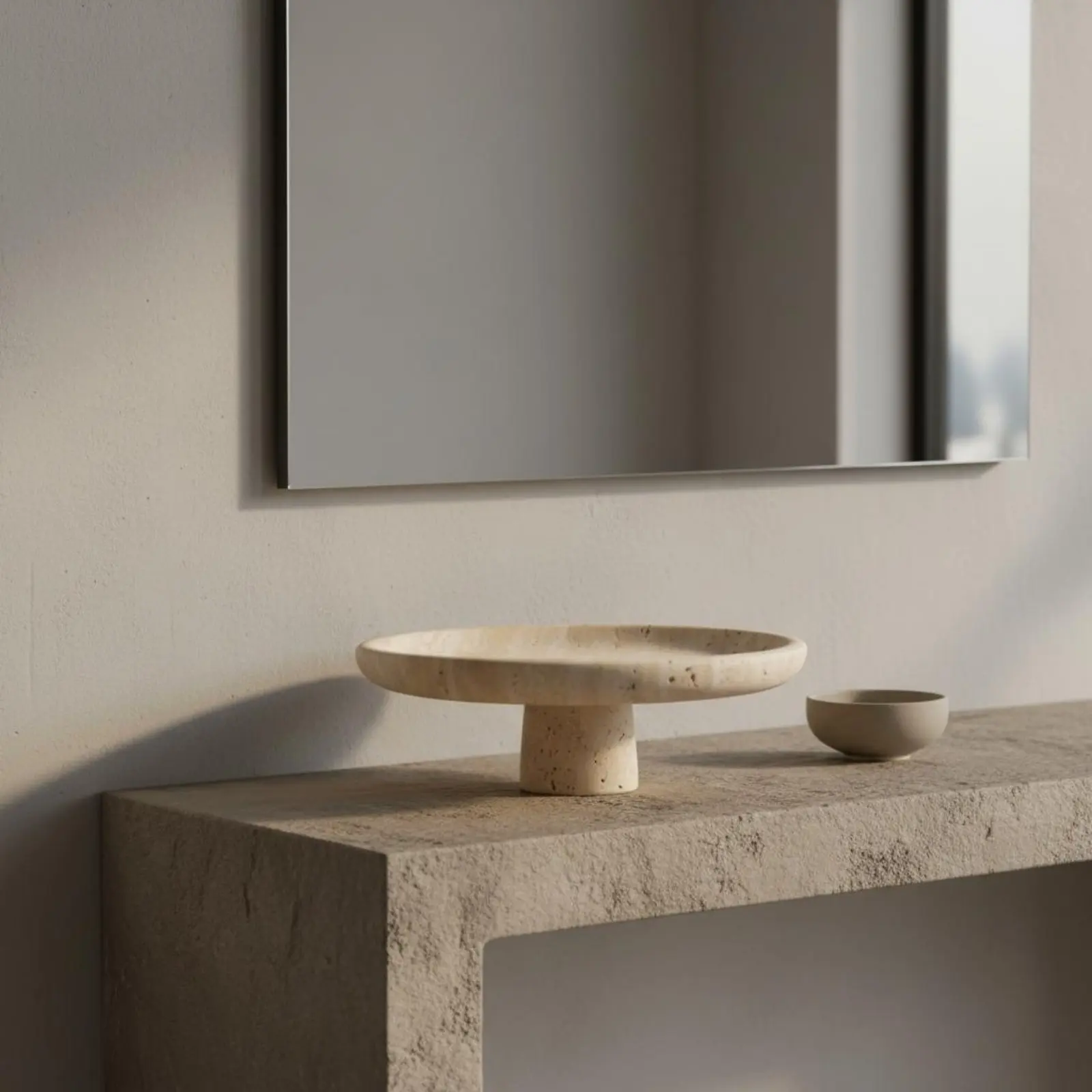 

Marble Fruit Tray Nordic Design Travertine Fruit Bowl Marble Tray Easy to Clean Pedestal Bowl Waterproof for Living Room