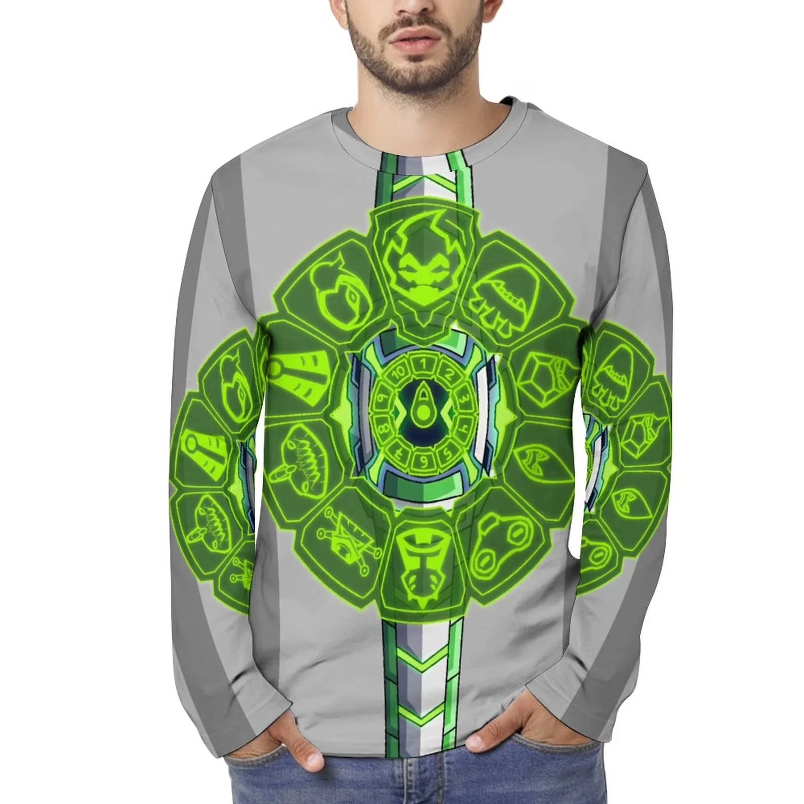 أنيمي Omnitrix Ben10 الكرتون ثلاثية الأبعاد طباعة الرجال النساء الجولة الرقبة التي شيرت المتضخم موضة عادية كم طويل تأثيري البلوفرات القمم
