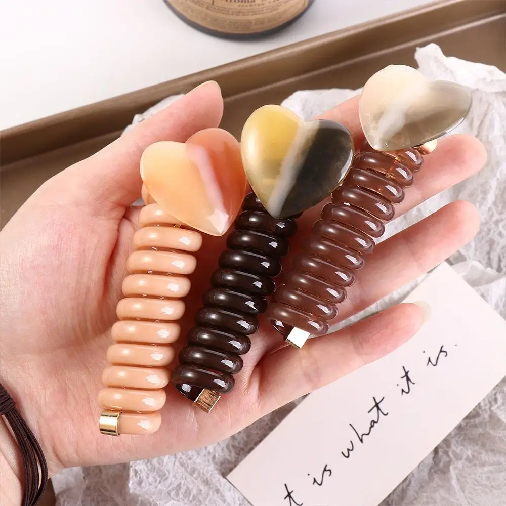 

Love Heart Telephone Wire Hair Rope Straight Korean Style Telephone Line Headband Hair Styling Tools Elastic Braid Hair Tie