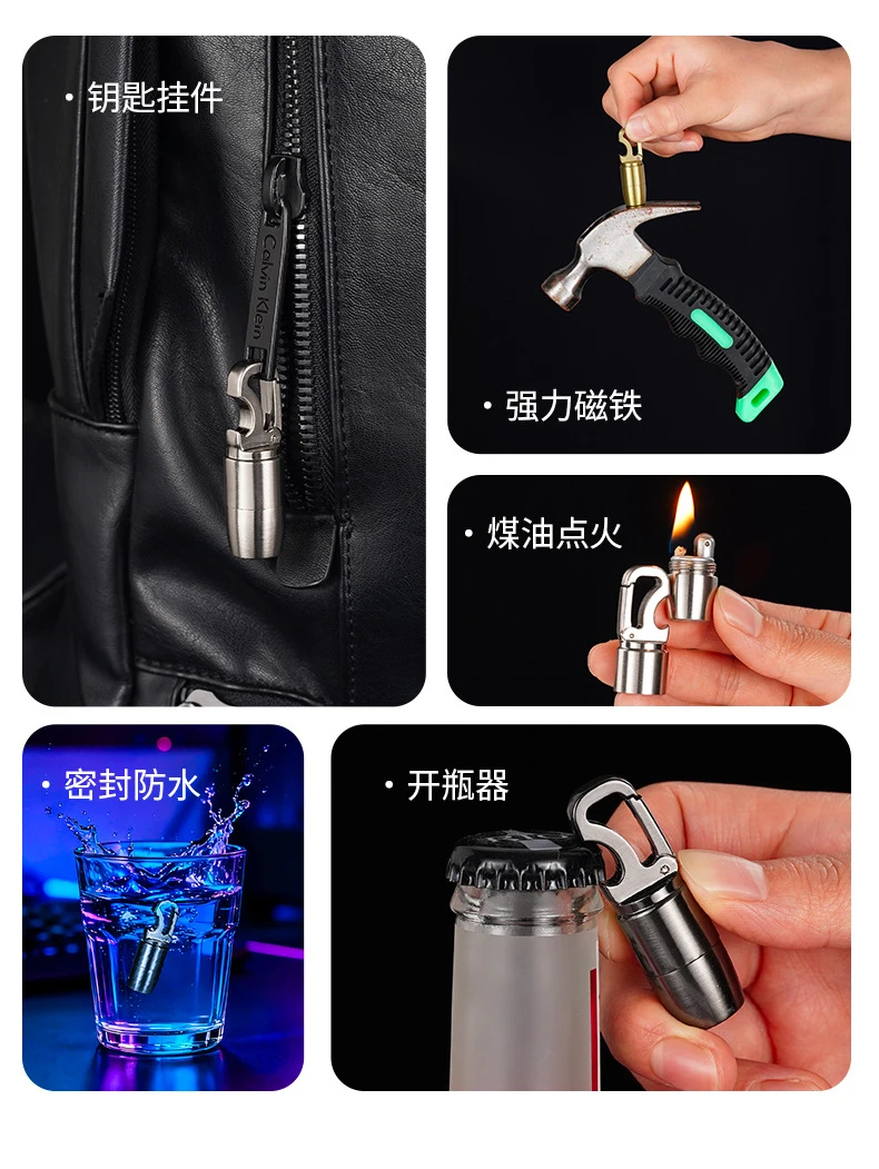 Retro Vintage Mini Zapalniczka Naftowa Przenośna Osobowość Zapalniczka Benzynowa Gadżety Wisiorek 55 * 17MM