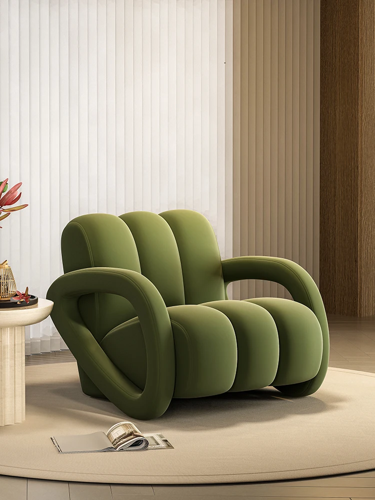 

Geometric modern leisure chair living room single double fabric straight row sofa chair small apartment bedroom rest hall
